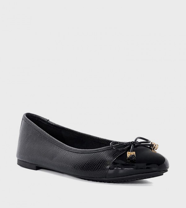 HALLIS Textured Bow Detail Ballerinas