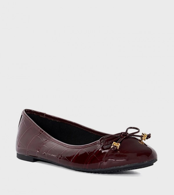 HALLIS Textured Bow Detail Ballerinas