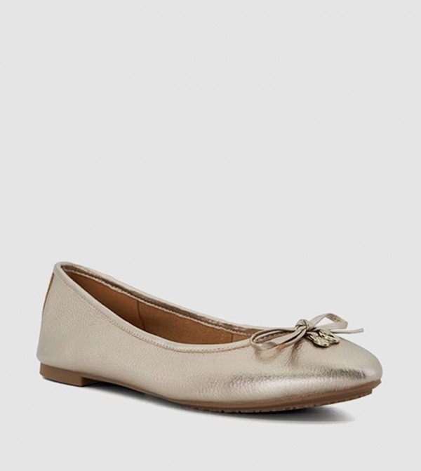 HALLO Textured Bow Detail Ballerinas
