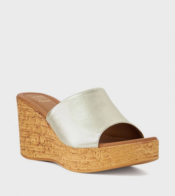 KAILLE Metallic Open Toe Wedges