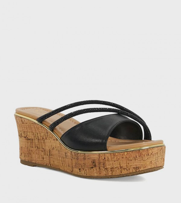 KIARA Embellished Cork Wedge Sandals