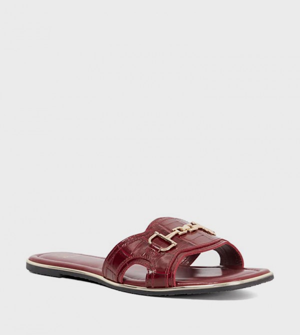 LANDON Metal Detail Snaffle Flat Sandals