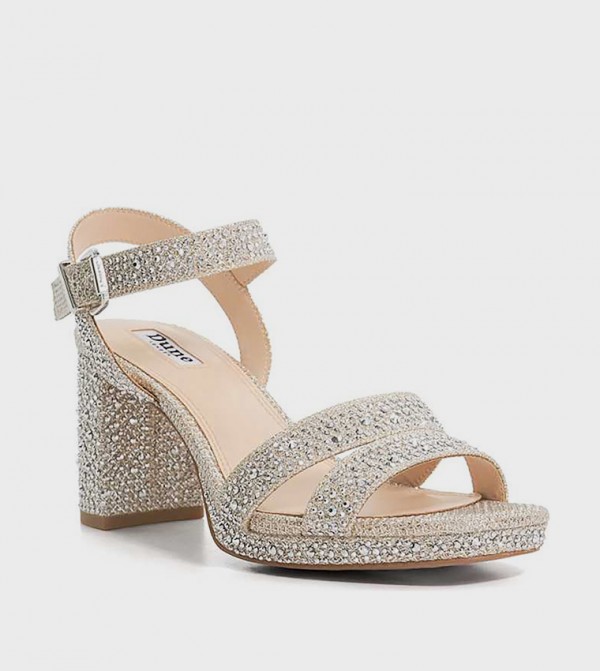 MANIFESTING Embellished Block Heel Sandals