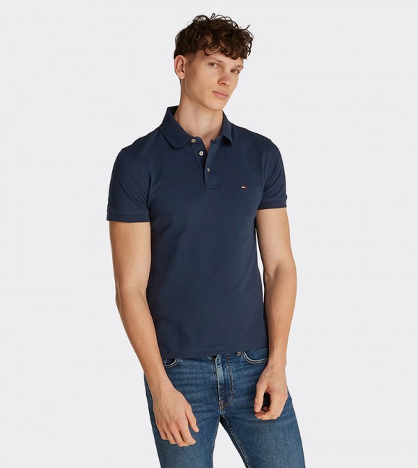 Flag Embroidered Slim Fit Polo T-Shirt