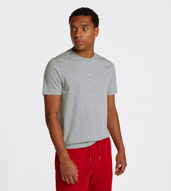 Flags Embroidered Crew Neck T-Shirt