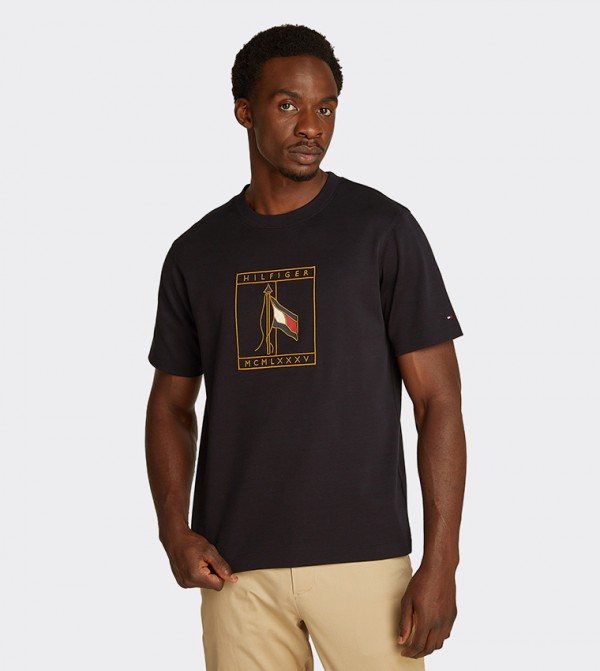 Logo Embroidered Crew Neck T-Shirt