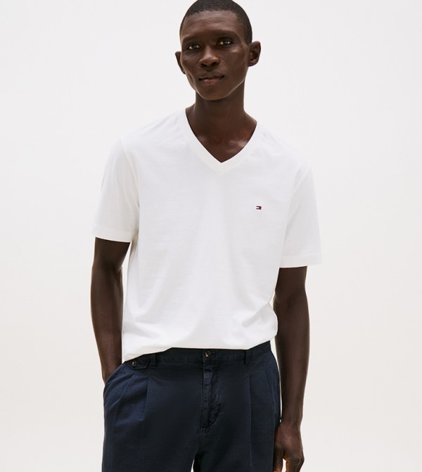 Logo Detail V-Neck T-Shirt
