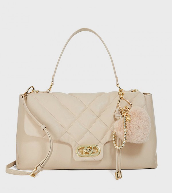 Quilted Flap Top-Handle Bag