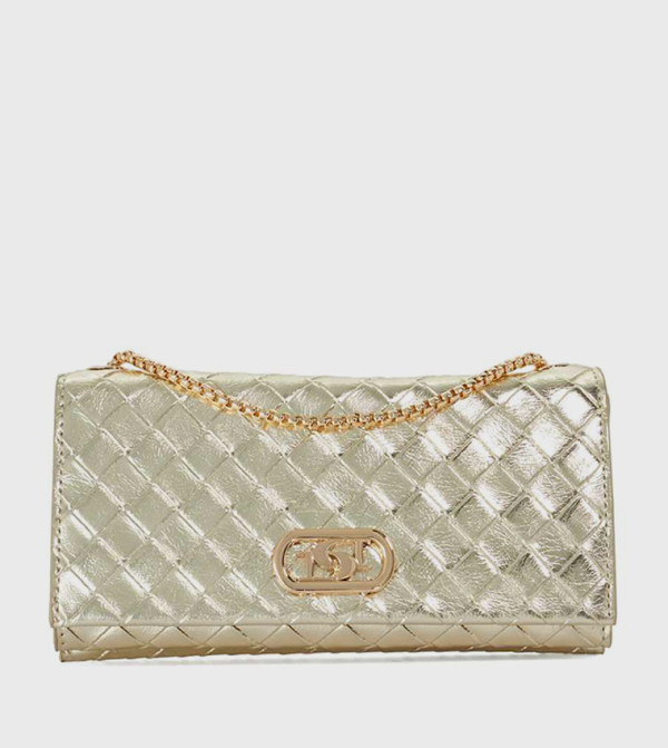 SEREENAS Metallic Basket Weave Crossbody Bag