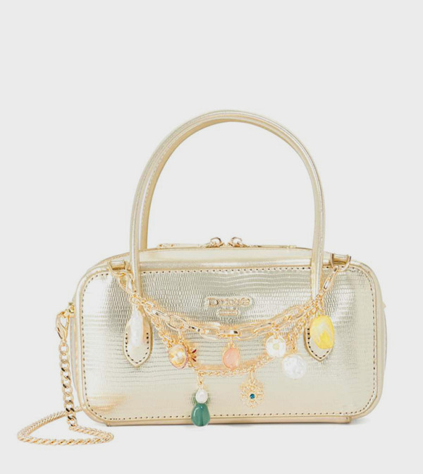 SONG Metallic Charmed Handheld Bag