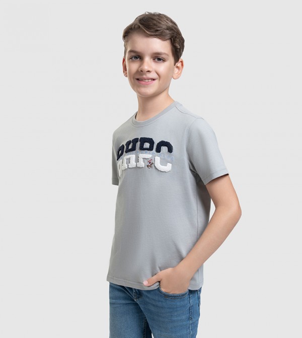 Monotype Appliqued Crew Neck T-Shirt