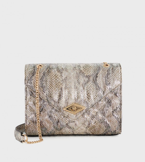 Buy Dune London DELLSIE Snakeskin Patterned Crossbody Bag In Silver