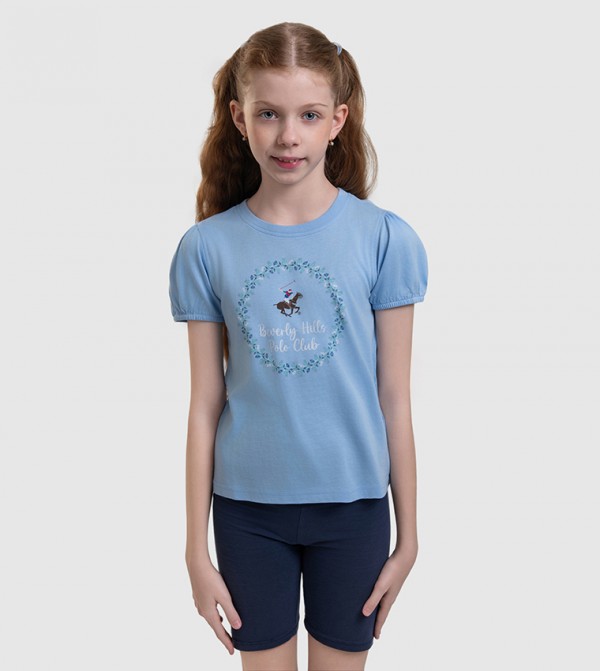Logo Printed Puff Sleeves T-Shirt