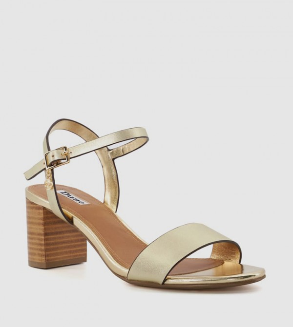 JELLY Metallic Buckle Closure Block Heel Sandals