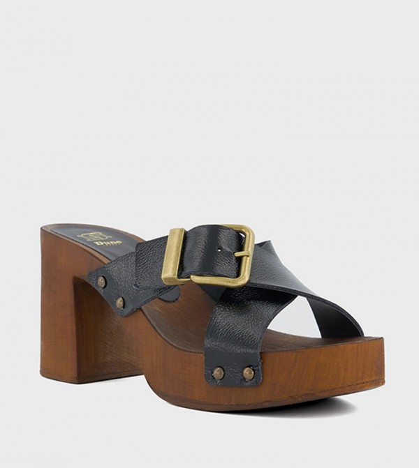 JUSTLY Buckle Detail Block Heel Sandals