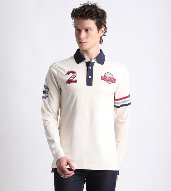 Logo Embroidered Long Sleeves Polo T-Shirt
