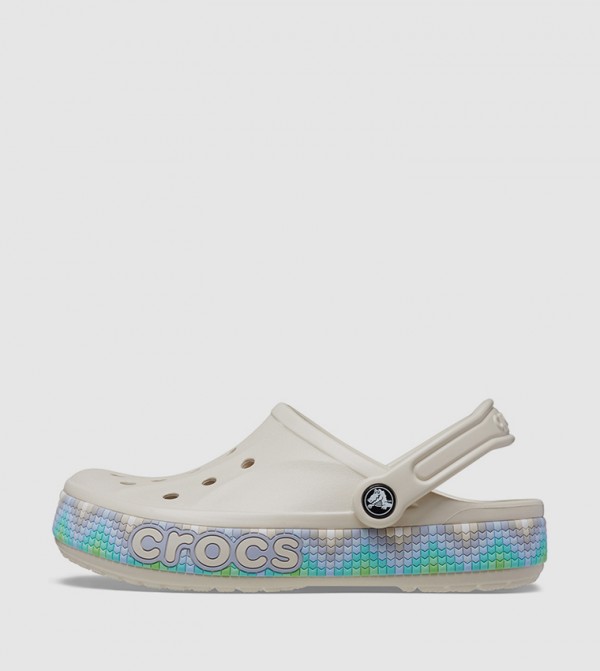 White crocs rainbow words online