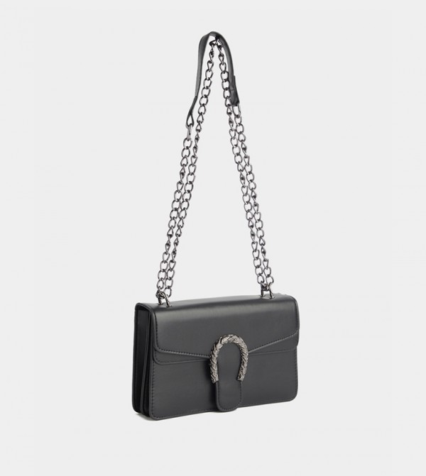 Textured Buckle Convertible Shoulder Bag