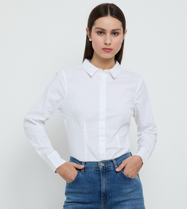 Solid Long Sleeves Fitted Shirt