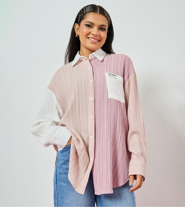 Drop Shoulder Textured Oversized Shirt