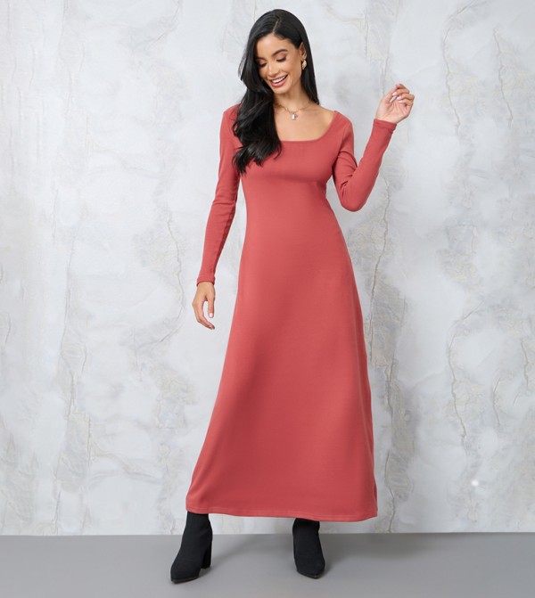 Square Neck A-Line Maxi Dress