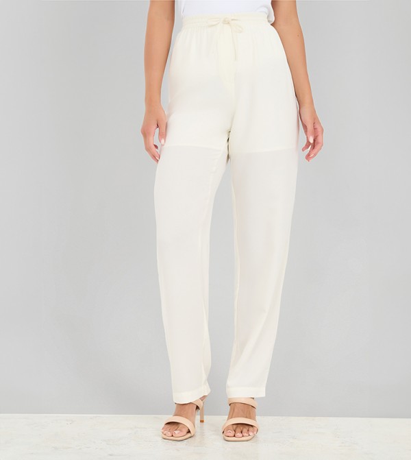 Solid Drawstring Tapered Fit Pants