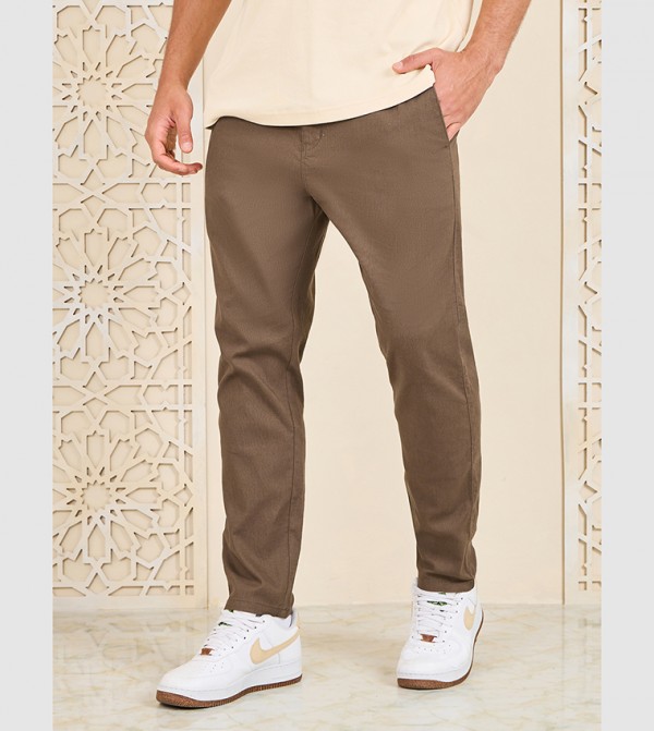 Cotton Slub Relaxed Fit Cropped Pants