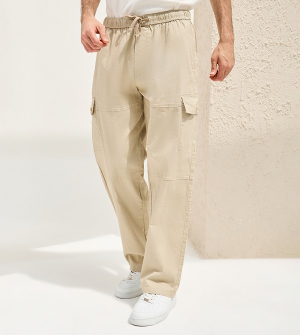 Premium Panelled Stretch Slub Woven Cargo Pants