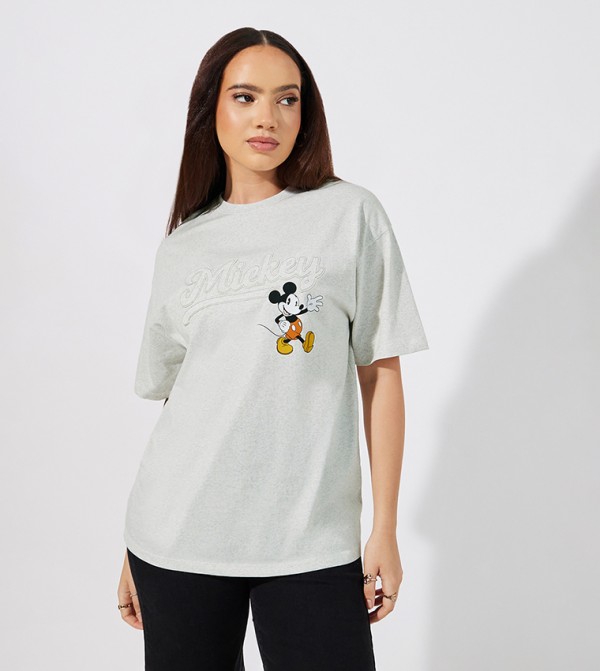Mickey Mouse Print Oversized T-Shirt