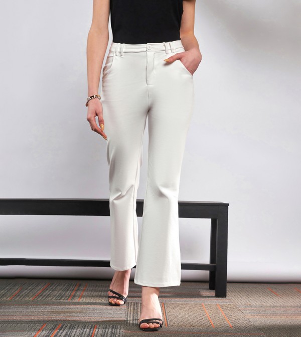 Solid Knit Bell Bottom Pants