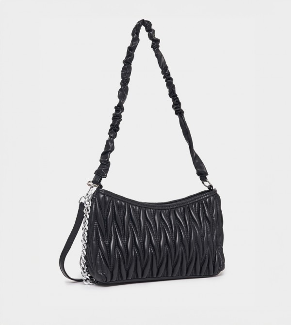 Drop Chain Textured Shoulder Bag