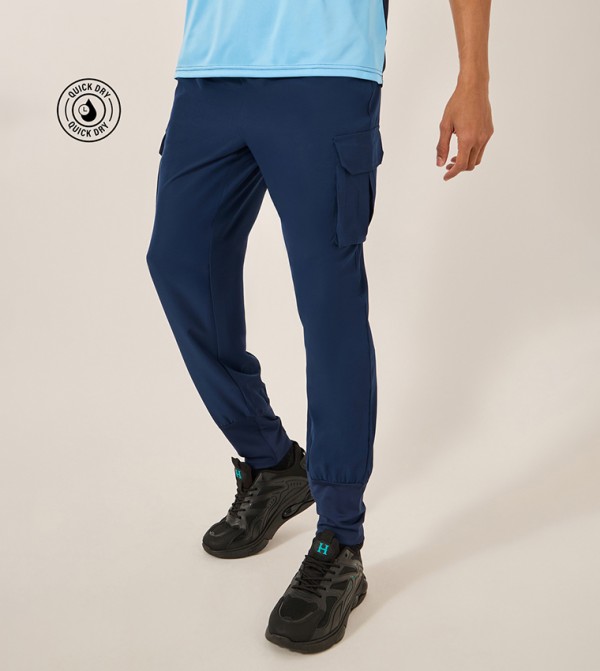 Solid Woven Cargo Fit Running Trackpants