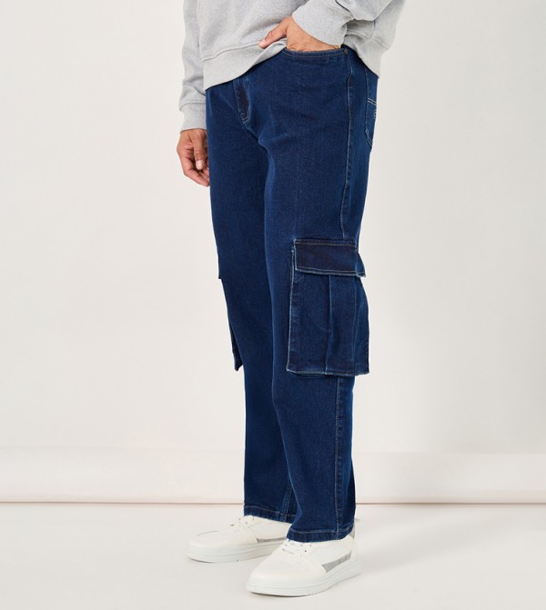 Mid Rise Carpenter Fit Cargo Jeans