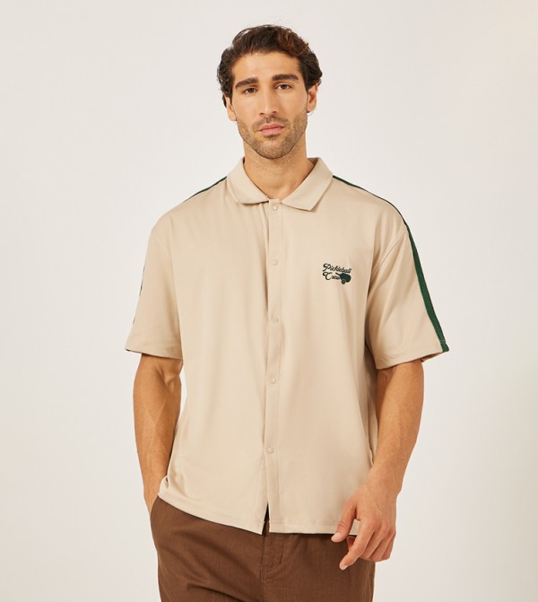 Embroidered Short Sleeves Oversized Shirt