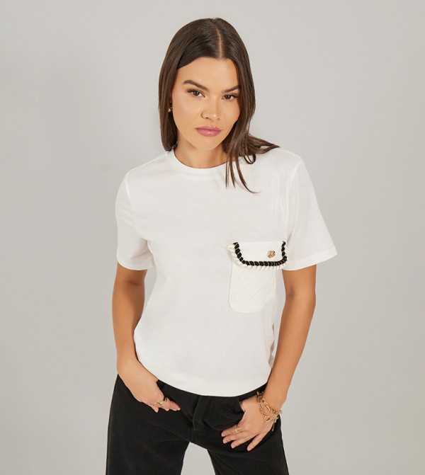Embellished Pocket Detail Regular Fit T-Shirt