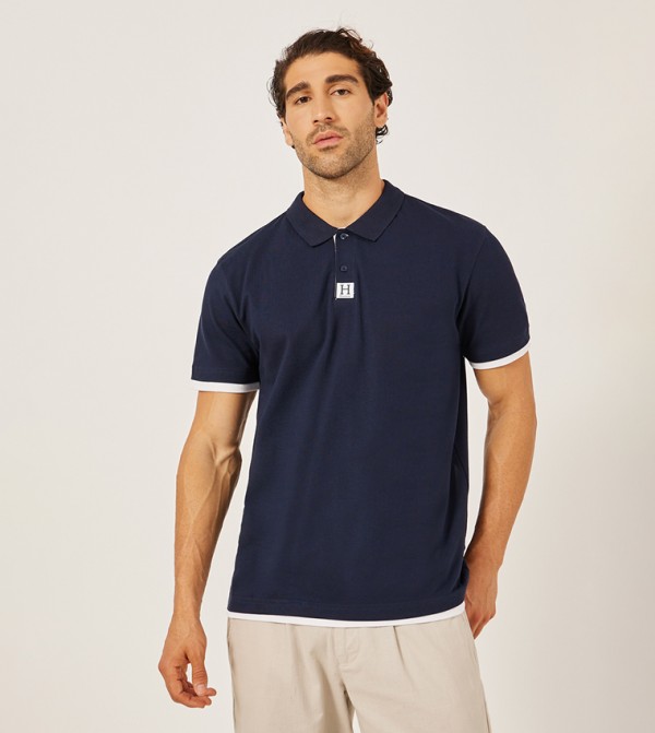 Minimal Printed Relaxed Fit Polo T-Shirt
