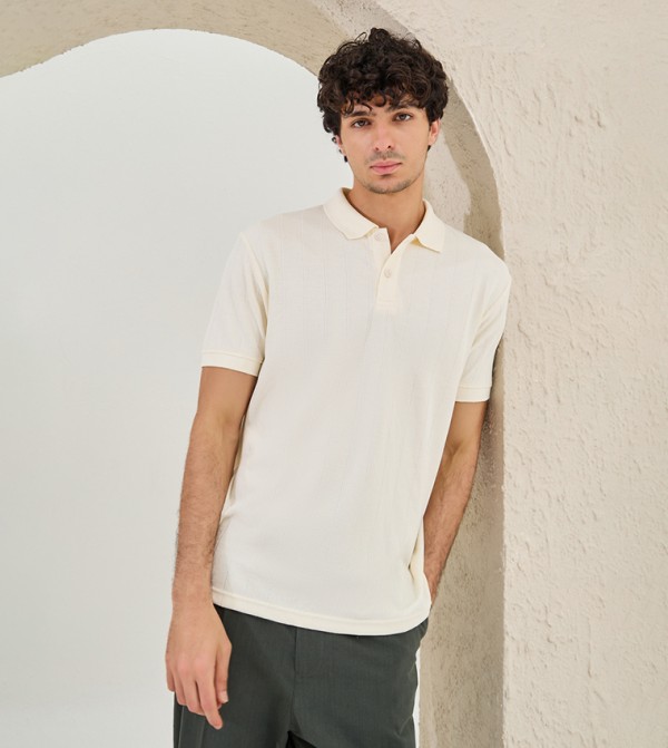 Textured Relaxed Fit Polo T-Shirt