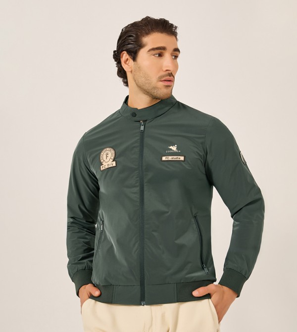 Patch Detail Long Sleeves Zipped Jacket
