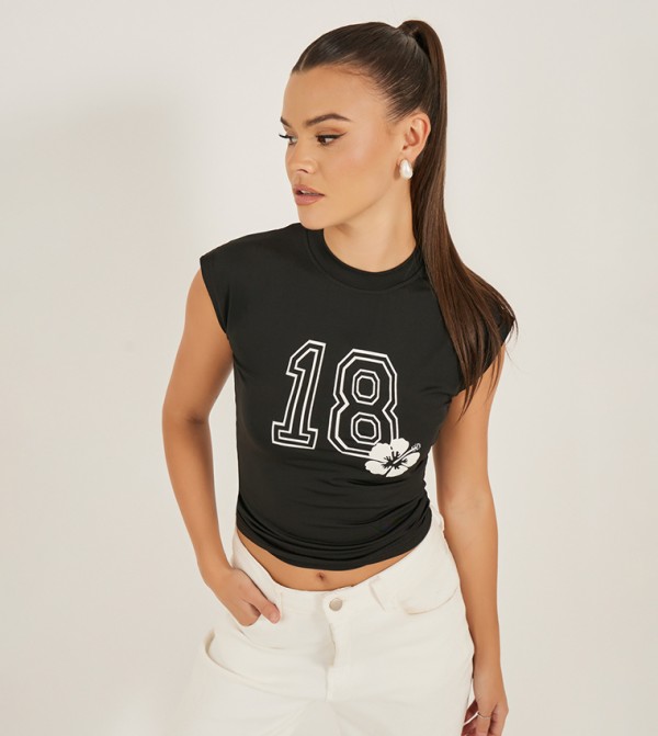 Graphic Printed Fitted Top