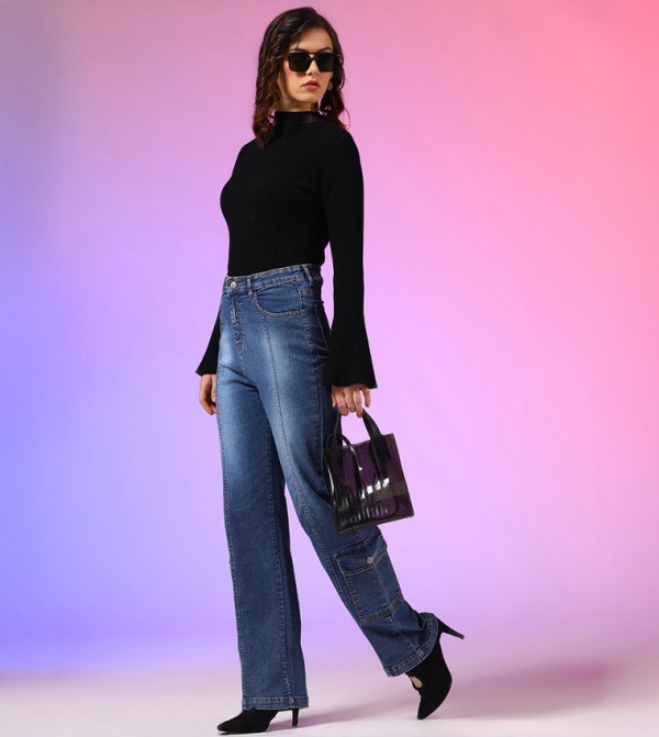 High Rise Straight Fit Jeans