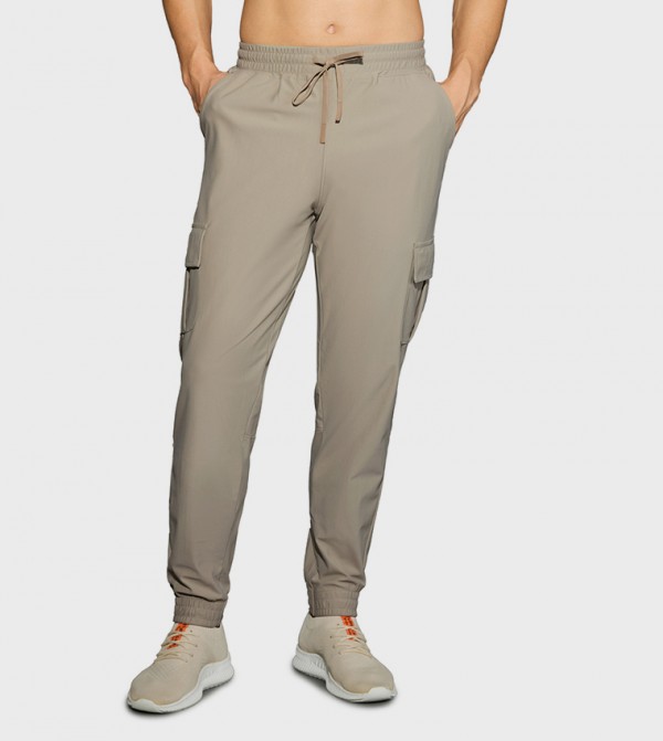 Solid 4-Way Stretch Cargo Trackpants