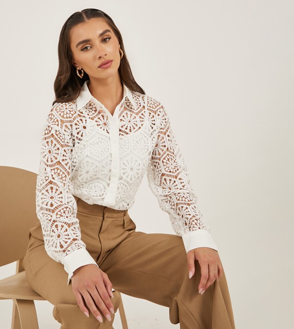 Crochet Long Sleeves Oversized Shirt