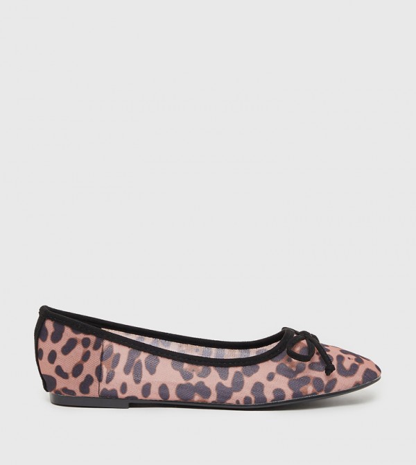 Animal PrintBow Detail Ballerinas