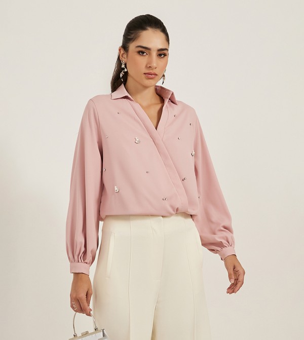 Embellished Regular Fit Wrap Top