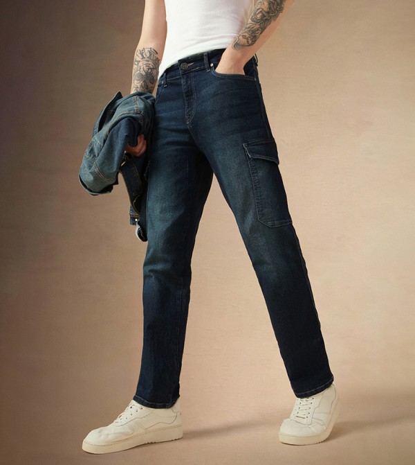Mid Rise Straight Fit Faded Jeans