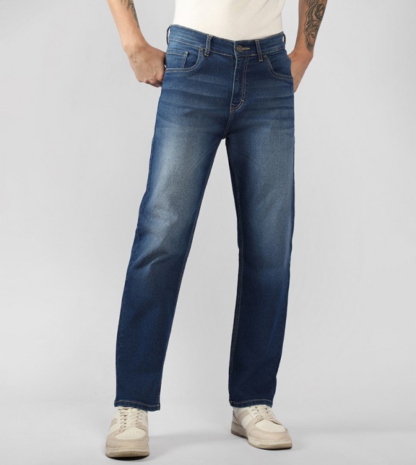 Mid Rise Straight Fit Faded Jeans