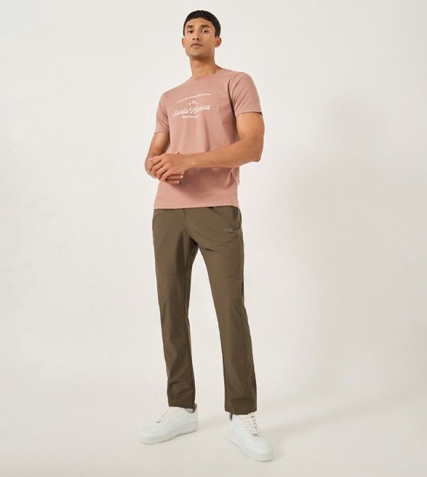 Solid Drawstring Waist Regular Fit Pants