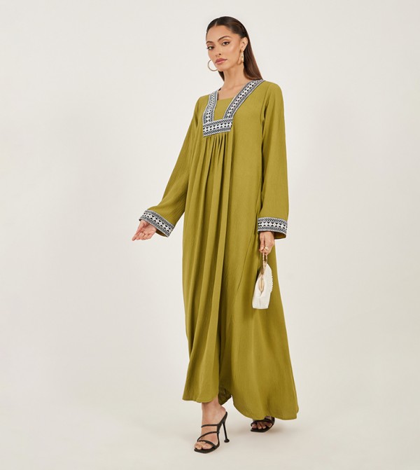 Embroidered Gathered A-Line Jalabiya
