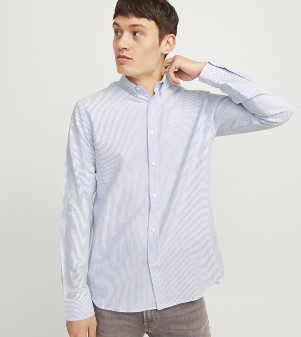 Striped Button-Down Collared Shirt