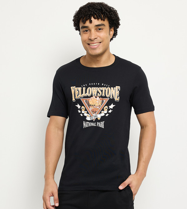 Yellowstone National Park Printed Crew Neck T-Shirt